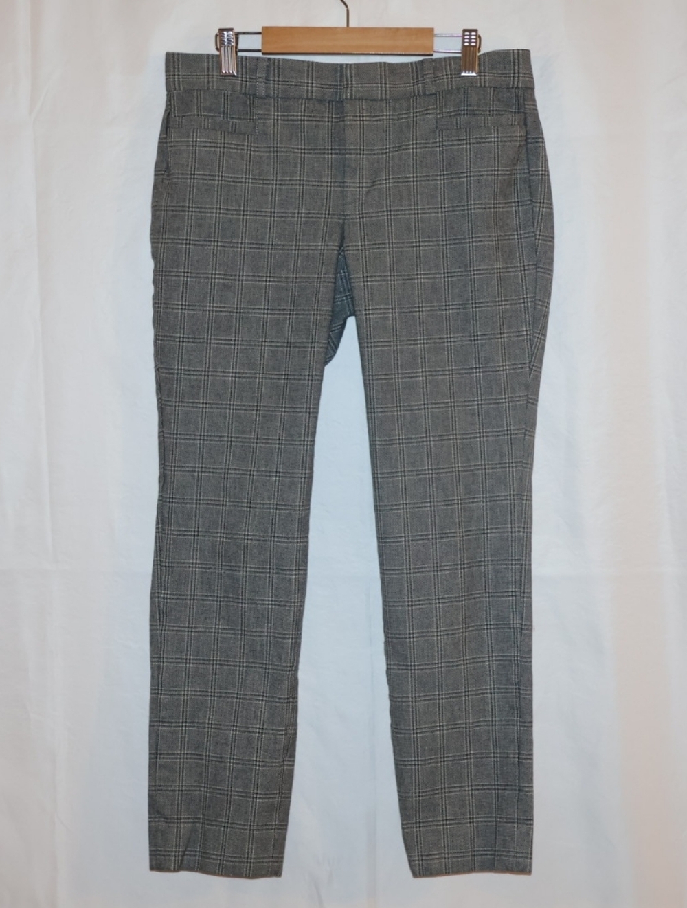 Banana Republic Sloan Fit Plaid Ankle Pants-Gray, Black, & White.